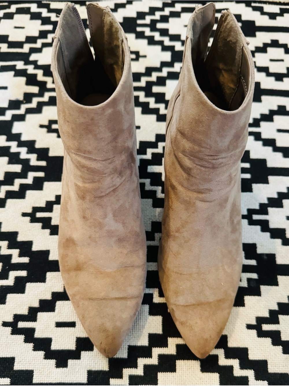 SJP by Sarah Jessica Parker Taupe Suede Pointed Toe Ankle Booties